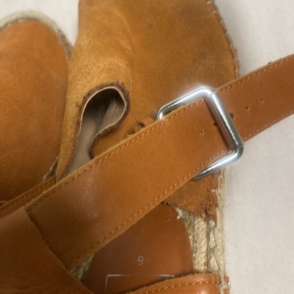 Gap espadrille brown ankle strap 6 wedge summer sandal open toe shoe brown - Picture 5 of 12